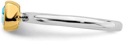 Miniatura 3 de Anillo de plata de ley 925 apilable chapado en oro azul topacio banda de eternidad