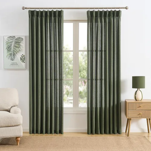 Miniatura 28 de RAIN CITY - Juego de 2 cortinas de 45 pulgadas de largo con plisado con pellizco, cortinas semitraslúcidas para dormitorio, cuarto de bebé