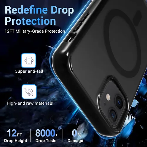 Miniatura 3 de Tigowos Funda magnética para iPhone 11 [probada contra caídas de grado de 10 pies y compatible con MagSafe] translúcida antihuellas y antigolpes