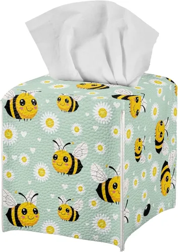Miniatura 42 de ZFRXIGN Caja de pañuelos de hongos estética, funda cuadrada de piel sintética, organizador con cinturón inferior para tocador, encimera, mesita