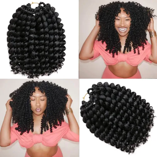 Miniatura 17 de Cabello de ganchillo Jamaicano Bounce, paquete de 4 paquetes de 6 pulgadas, varita de pelo rizado de ganchillo para mujeres negras