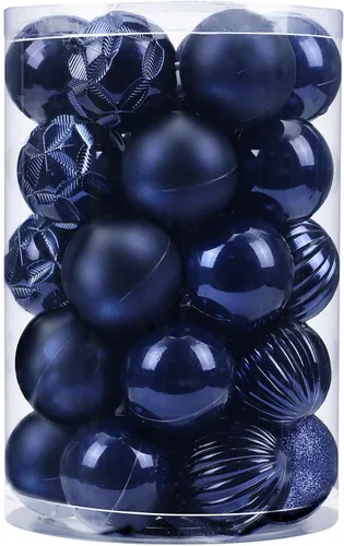 Miniatura 19 de AMS Esferas de Navidad de 2.36 pulgadas/60mm, 34 unidades, adornos grandes, decoraciones para fiestas, inastillables, colgantes festivos para Negro