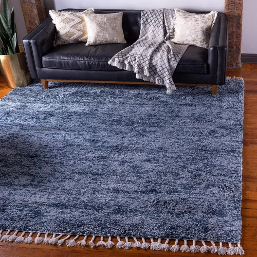 Miniatura 19 de Unique Loom Hygge Shag Collection - Alfombra moderna de inspiración marroquí, afelpada y acogedora, 2.2 x 3 pies, color azul/azul marino