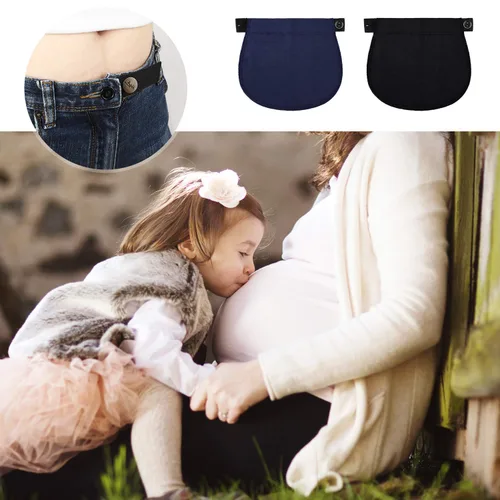 Miniatura 5 de Extensor de pantalones de maternidad ajustable elástico pantalón extensor de botón extensor de cintura para mujeres embarazadas negro azul marino
