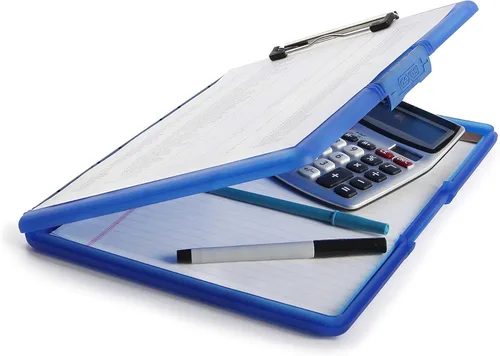 Miniatura 3 de Dexas Slimcase 2 - Portapapeles de plástico con almacenamiento y apertura lateral, color azul real, suministros de oficina para organizar