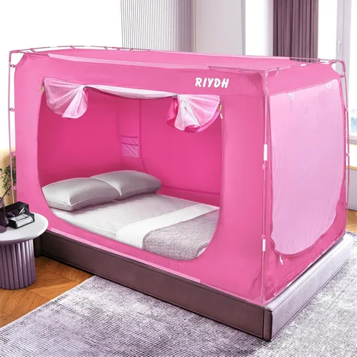 Miniatura 16 de RIYDH Tienda de campaña para cama tamaño individual XL para adultos y niños, diseño original, tienda de campaña portátil de ensueño para interiores