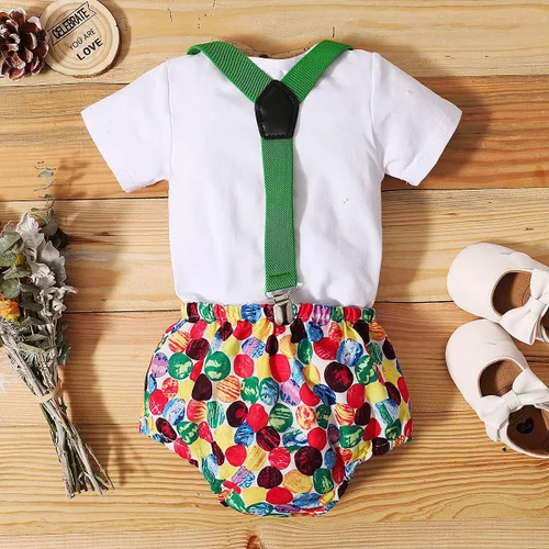 Miniatura 20 de IDOPIP Traje formal para bebé niño para el primer cumpleaños de Cake Smash con corbatín y tirantes y pantalones cortos para sesión de fotos