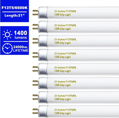 Miniatura 6 de Konideke Paquete de 8 bombillas fluorescentes T5 de 21 pulgadas, 13 W, luz diurna 6500K, F13T5D para debajo del gabinete, base G5 de 750 lúmenes