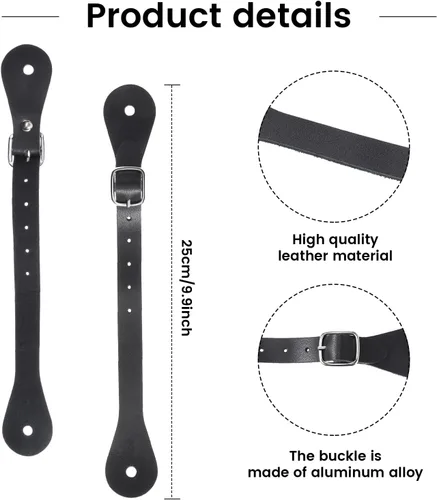 Miniatura 2 de 2 correas de cuero para espuelas de una sola capa, correas de cuero para hombre y mujer, correas ajustables para botas altas al muslo, 6 agujeros