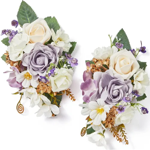 Miniatura 25 de Serwalin Conjunto de Corsage y Boutonniere Rosa, Corsage y Boutonniere de Graduación, Conjunto de Flores de Boda, Accesorios de Homecoming