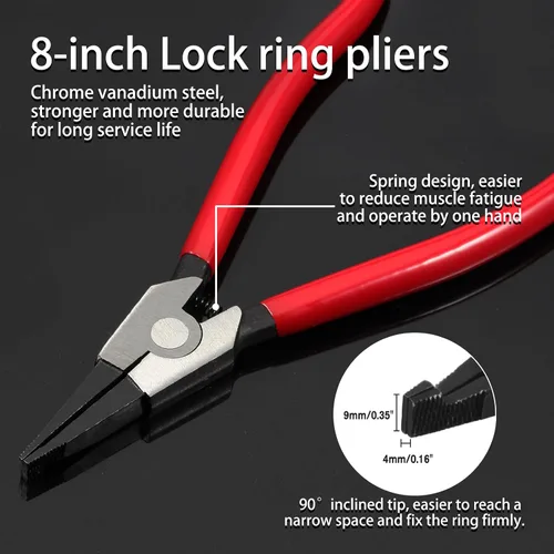 Miniatura 2 de Alicates de 8 Pulgadas para Anillo Circular - Alicates Especiales de Ángulo Inverso con Punta para Abrir Anillos, para Cajas de Transferencia