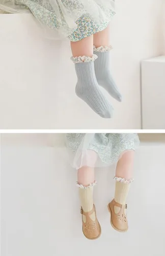 Miniatura 5 de Calcetines con volantes para bebés y niñas calcetines casuales de algodón para niños pequeños 0-8T