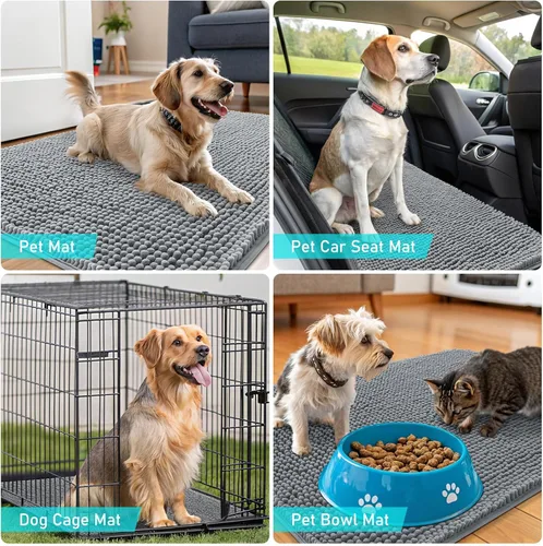 Miniatura 7 de OLANLY - Tapete para puerta de perro y patas sucias, absorbe la humedad y la suciedad, antideslizante, lavable, de felpilla de secado rápido