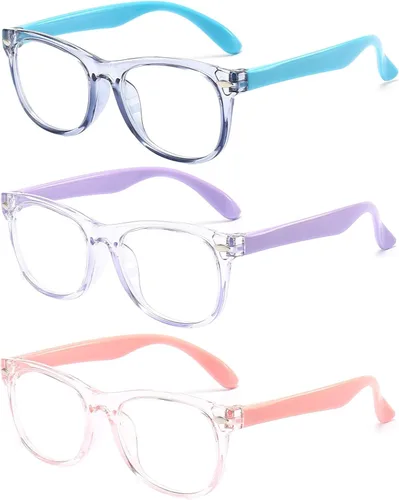 Miniatura 9 de FANNYGO Paquete de 3 gafas de bloqueo de luz azul para niños, gafas de lectura para computadora para niños y niñas de 3 a 9 años