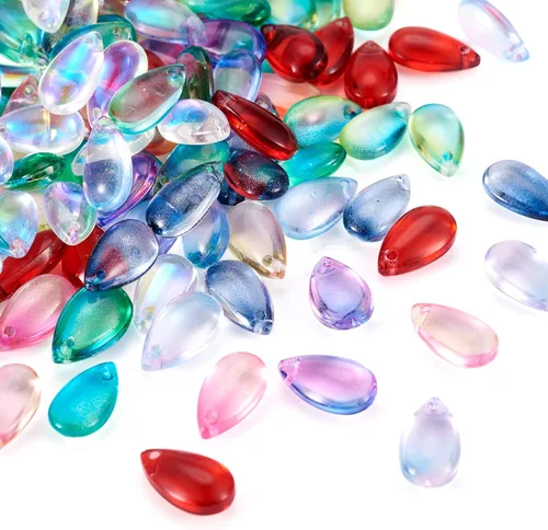 Miniatura 18 de Cheriswelry 48 colgantes de diamantes de imitación de resina en forma de lágrima con ajustes de latón dorado con diamantes de imitación facetados