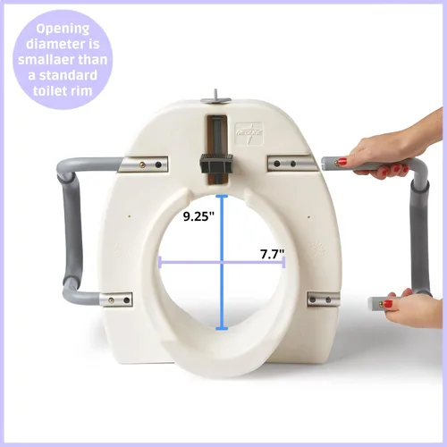 Miniatura 2 de Medline Asiento de inodoro elevado alargado de 5", con seguro y brazos acolchados removibles - Un asiento médico para personas mayores, ancianos
