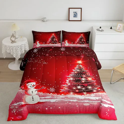 Miniatura 16 de Juego de edredón de Navidad de dibujos animados para niños, tamaño individual, juego de ropa de cama Kawaii de Papá Noel, pingüino, ciervo