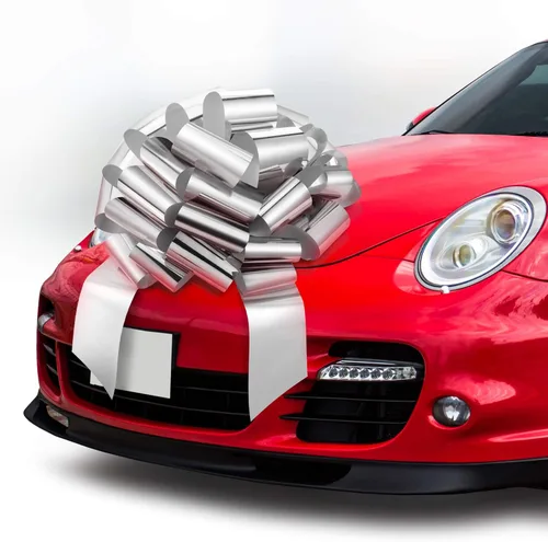 Miniatura 14 de Zoe Deco Lazo grande para automóvil (rojo, 18 pulgadas), lazos de regalo, lazo gigante para automóvil, lazo de cumpleaños, enorme lazo