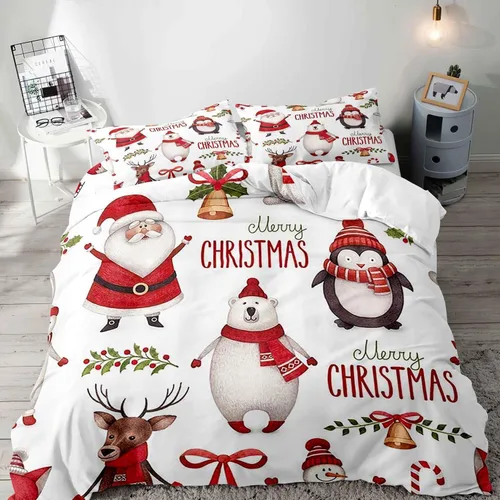 Miniatura 36 de LUVIVIHOME Juego de 3 Piezas de Funda de Edredón de Navidad Tamaño Queen, Juegos de Ropa de Cama, Funda de Edredón a Cuadros Búfalo Negro y Rojo