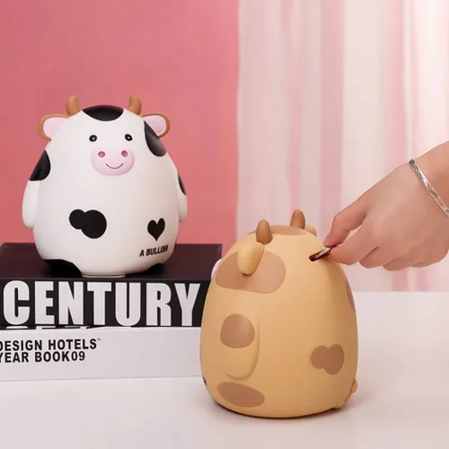 Miniatura 4 de Hucha de vaca con leche y vaca, caja de ahorro de dinero con animales lindos para niños y niñas, decoración del hogar