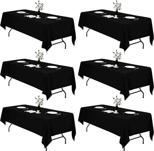 Miniatura 14 de IVAPUPU 2 manteles rectangulares color negro para mesa rectangular de 60 x 102 pulgadas, impermeables, lavables, resistentes a las arrugas