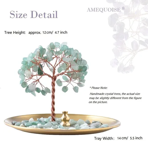 Miniatura 3 de Soporte para incienso para palos, quemador de incienso de piedra de cristal curativo Árbol del Dinero, recogedor de cenizas para yoga, meditación
