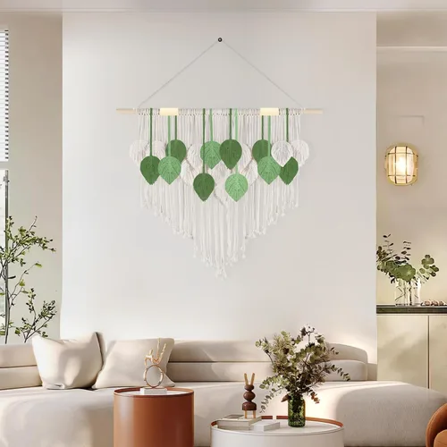 Miniatura 10 de lokeisna Macramé para colgar en la pared, tapiz tejido beige y rosa polvoriento, hecho a mano, decoración de pared de macramé, galería y guardería