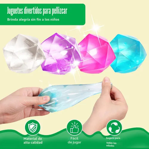 Miniatura 3 de 2 piezas de gran cubo de estrés de 2.45 pulgadas, bola blanda de hielo de mampostería Squishy - Juguete de diamante de malta y azúcar para tu mejor