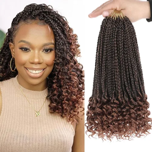 Miniatura 35 de XTREND 10 Pulgadas 6 Paquetes Trenzas de Caja de Ganchillo Cabello Pre-anudado Sin Nudos Bobo Trenzas de Caja 3X Extensiones de Cabello Trenzado 1b#