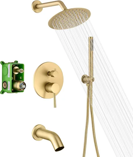 Miniatura 12 de Accesorios de ducha negros, juego de grifo de ducha negro mate, sistema de ducha negro con ducha de lluvia y de mano, sumerain