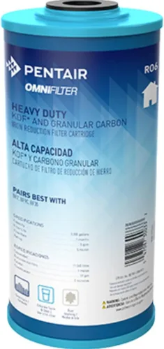 Pentair OMNIFilter RO6 Filtro de Agua de Carbón, 10 Pulgadas, Cartucho de Repuesto de Reducción de Hierro de Carbón Granular y KDF Big Blue de