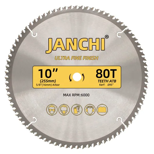 Miniatura 2 de Paquete de 3 hojas de sierra para carpintería de 10 pulgadas 32T, 60T y 80T con eje de 5/8 pulgadas, corte fino de 0.095 pulgadas, bisel superior