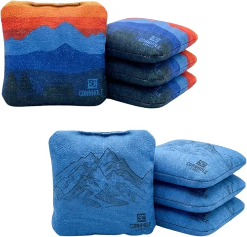 Miniatura 20 de Bolsas Profesionales de Cornhole de Doble Cara - 16 oz 6x6 con Relleno de Resina Premium - Bolsas de Frijoles Pro de Torneo Oficial Rojo/real