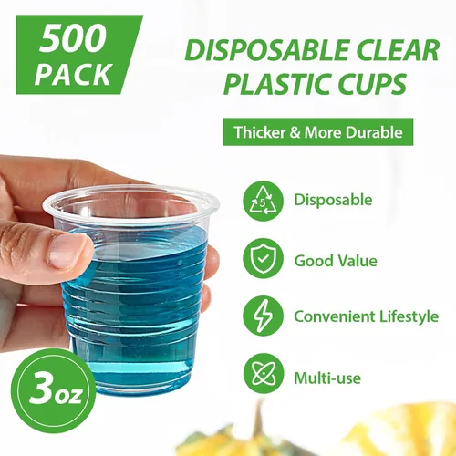 Miniatura 5 de Lilymicky - 500 unidades de vasos de plástico transparente de 3 onzas, pequeños vasos desechables para el baño, recipientes de enjuague bucal