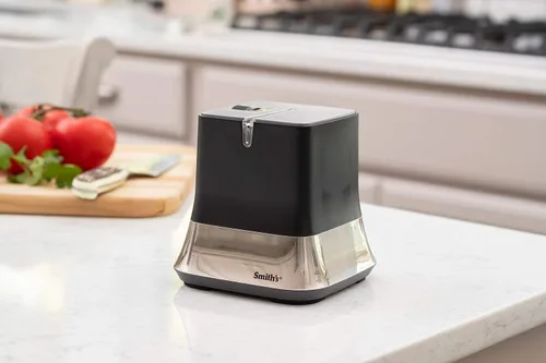 Miniatura 2 de Smith's 51111 Mesa Diamond - Afilador de cuchillos eléctrico ajustable – Negro – Rueda de afilado abrasivo + guías de cuchillas – Accesorios