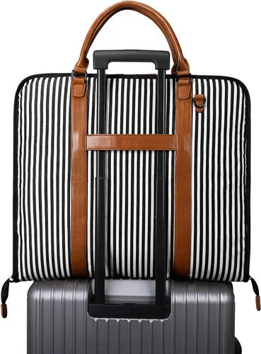 Miniatura 4 de Bolsa de ropa de mano para viajes de negocios, S-ZONE lona cuero para hombre
