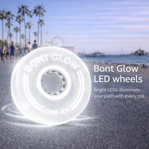 Miniatura 6 de Bont Ruedas de patinaje LED para exteriores con luz brillante, 2.441 x 1.378 in, 83 A, paquete de 4, para patinaje de calle y recreativo