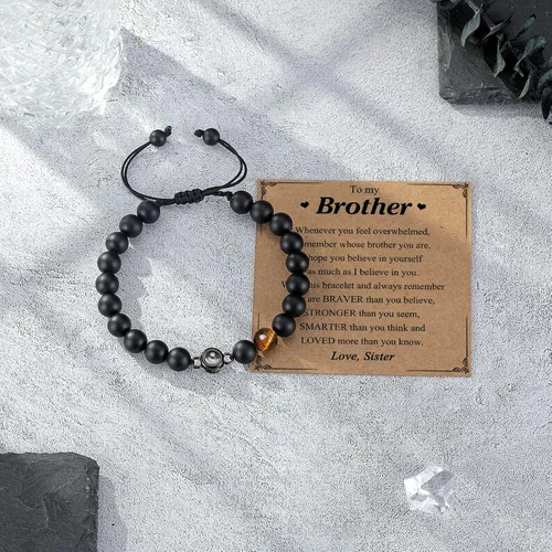 Miniatura 5 de Regalos para marido, hijo, nieto, sobrino, papá, novio, nuevo papá, hermano, padrastro, tío, te amo en 100 idiomas, pulsera ajustable para hombres