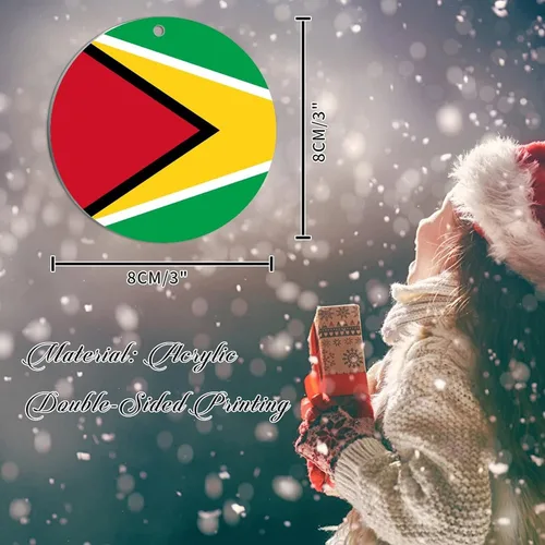 Miniatura 2 de Adorno de Navidad de Guyana, bandera de Guyana, recuerdo navideño, adorno de Navidad de acrílico, bandera nacional, recuerdo de país, decoraciones