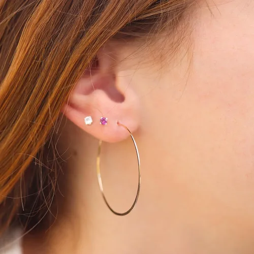 Miniatura 109 de Aretes de aro finos martillados, elegantes plata esterlina geométrica sólida, relleno de oro y relleno de oro rosa; para mujer por Lotus Stone