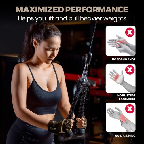 Miniatura 4 de MhIL Guantes de entrenamiento para mujer – Guantes de gimnasio transpirables para mujer con protección de palma y agarre mejorado – Guantes
