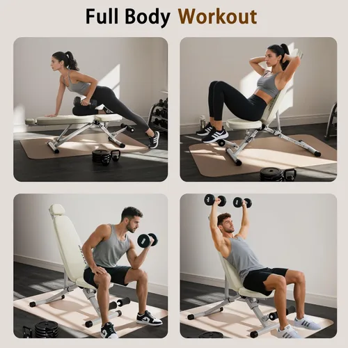 Miniatura 6 de Banco de pesas ajustable para gimnasio en casa, banco de entrenamiento para press de banca, entrenamiento de cuerpo completo, inclinación