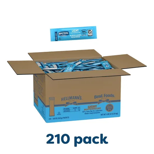 Miniatura 3 de Best Foods - Paquete de 210 sobres de mayonesa ligera, fácil de abrir, condimento para sándwiches, ensaladas, mayonesa hecha con 100% huevos