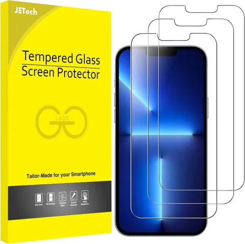 JETech Protector de pantalla compatible con iPhone 13 y iPhone 13 Pro de 6.1 pulgadas, película de vidrio templado, paquete de 3