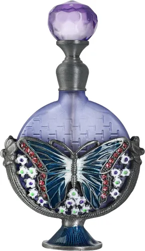 YU FENG Botellas de perfume vintage vacías decorativas con joyas de flores de mariposa de cristal de lujo, botella de perfume recargable (0.2 fl oz)