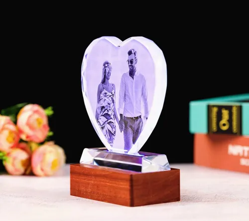 Miniatura 2 de Regalos de fotos personalizados de cristal – Marcos de fotos en forma de corazón, cumpleaños, aniversario, boda, Navidad, regalos para novia