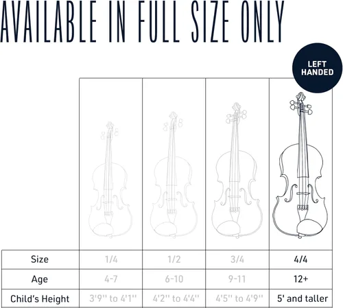 Miniatura 10 de Cecilio Juego de violín 4/4 de tamaño completo violín para zurdos de madera maciza de ébano con cuerdas D'Addario Prelude Juego completo con barniz
