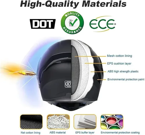 Miniatura 2 de Cascos modulares de motocicleta con Bluetooth, aprobados por DOT, casco de motocicleta de cara completa abatible con doble visera, con altavoces