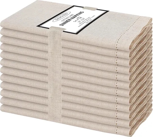 Miniatura 10 de Cotton Clinic Paquete de 12 servilletas de tela de punto vainica de gran tamaño de 20 x 20 pulgadas, tela de lino y algodón a medida con esquina