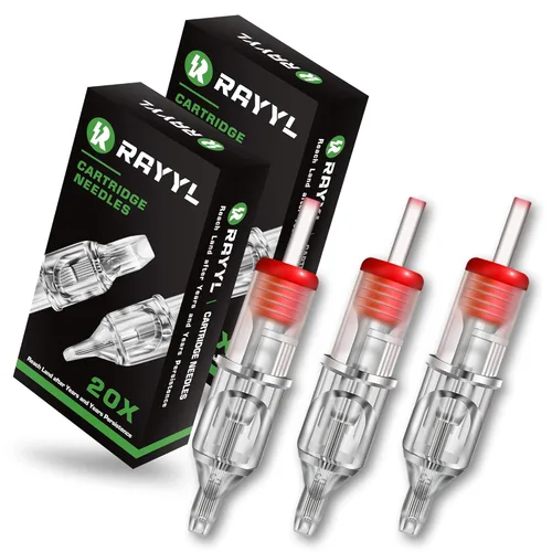 Rayyl Cartucho de agujas de tatuaje 40PCS mezclado 1205RM 1207RM 1209RM 1211RM para principiantes y artistas experimentados...